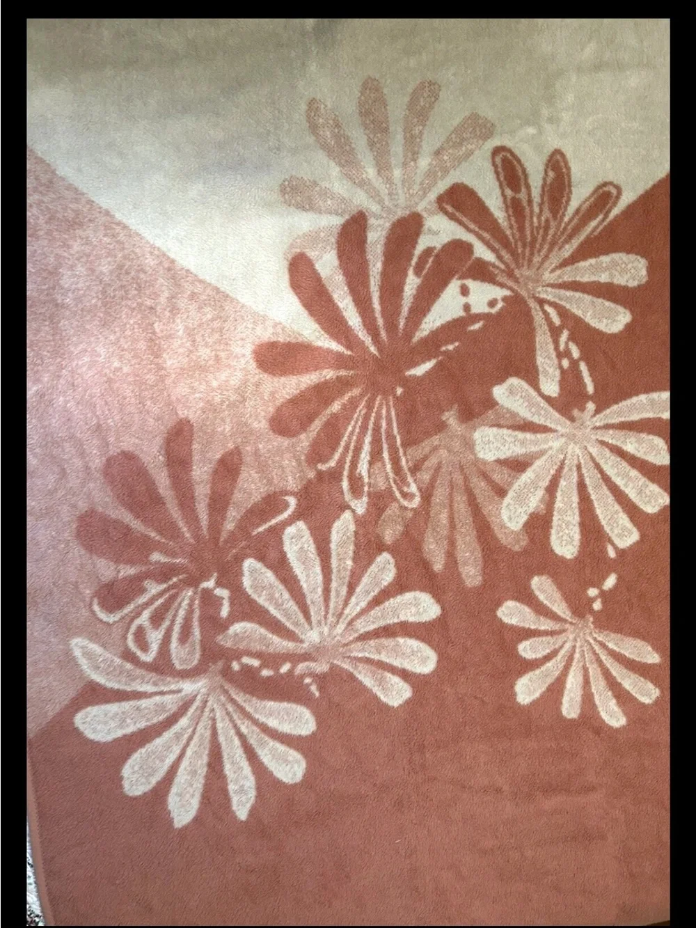 Mora Vtg Reversible Acrylic Throw Blanket Pink Gray Abstract Flowers 80